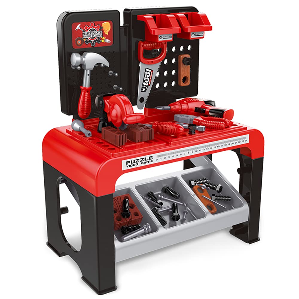 Little Story LS_RPTA_TSRD ROLE PLAY MECHANIC/BUILDER TOOLS TABLE TOY SET (46 Pcs) - Black