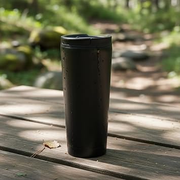 Deconox 400 ml Siyah Termos Kupa - Çift Katmanlı Paslanmaz Çelik Seyahat Bardağı (Travel Mug) - 4-6 Saat Sıcak/Soğuk Tutan Kilitli Kapaklı Kahve Termosu (BPA Free)