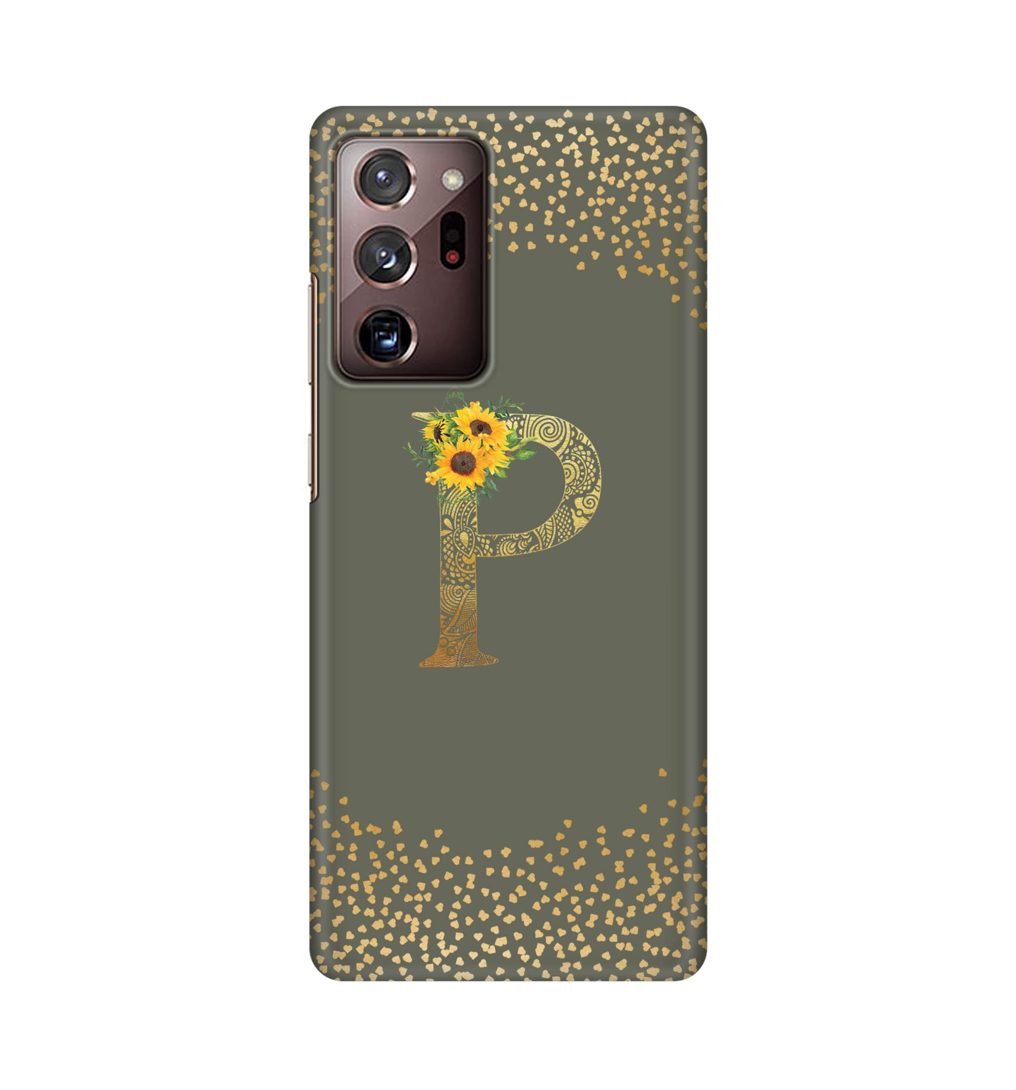 Stylizedd Monogram slim case for Samsung Galaxy Note 20 Ultra, Custom Initials Letter Floral Mandala Pattern Phone Case Snap Series Mobile Cover Matte Alphabet - P (Olive Green)