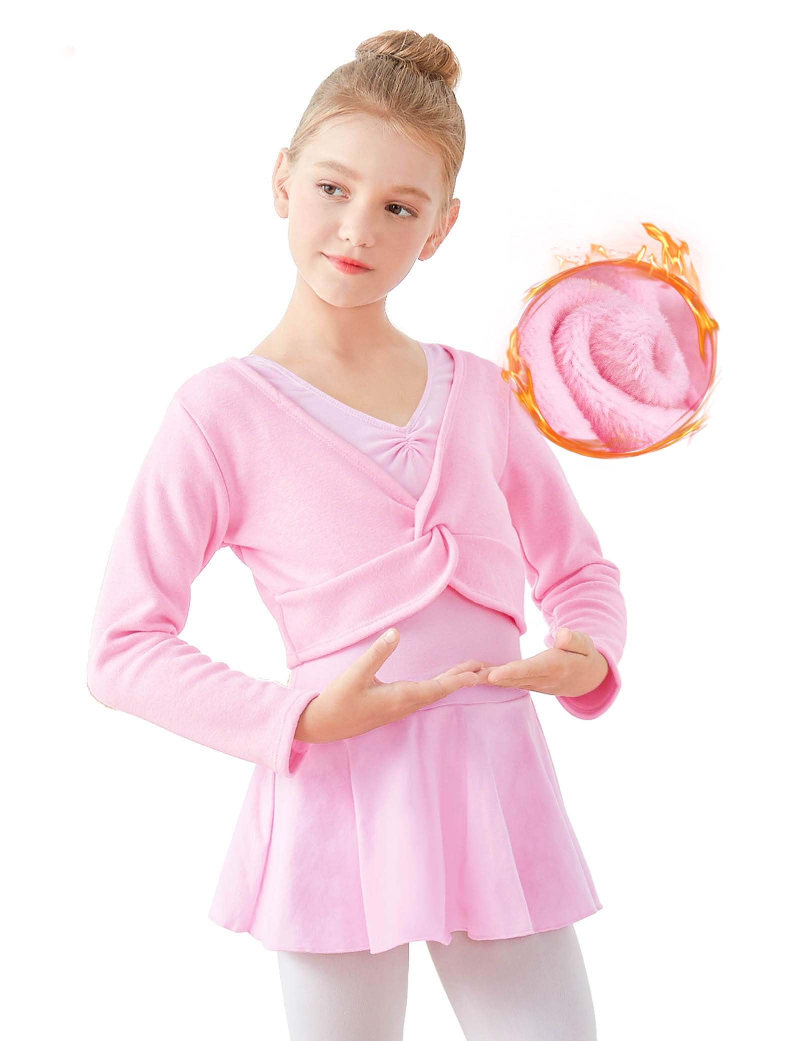 Daydance Girl's Dance Crop Tops Ballet Wrap Shrug Sweater Long Sleeve