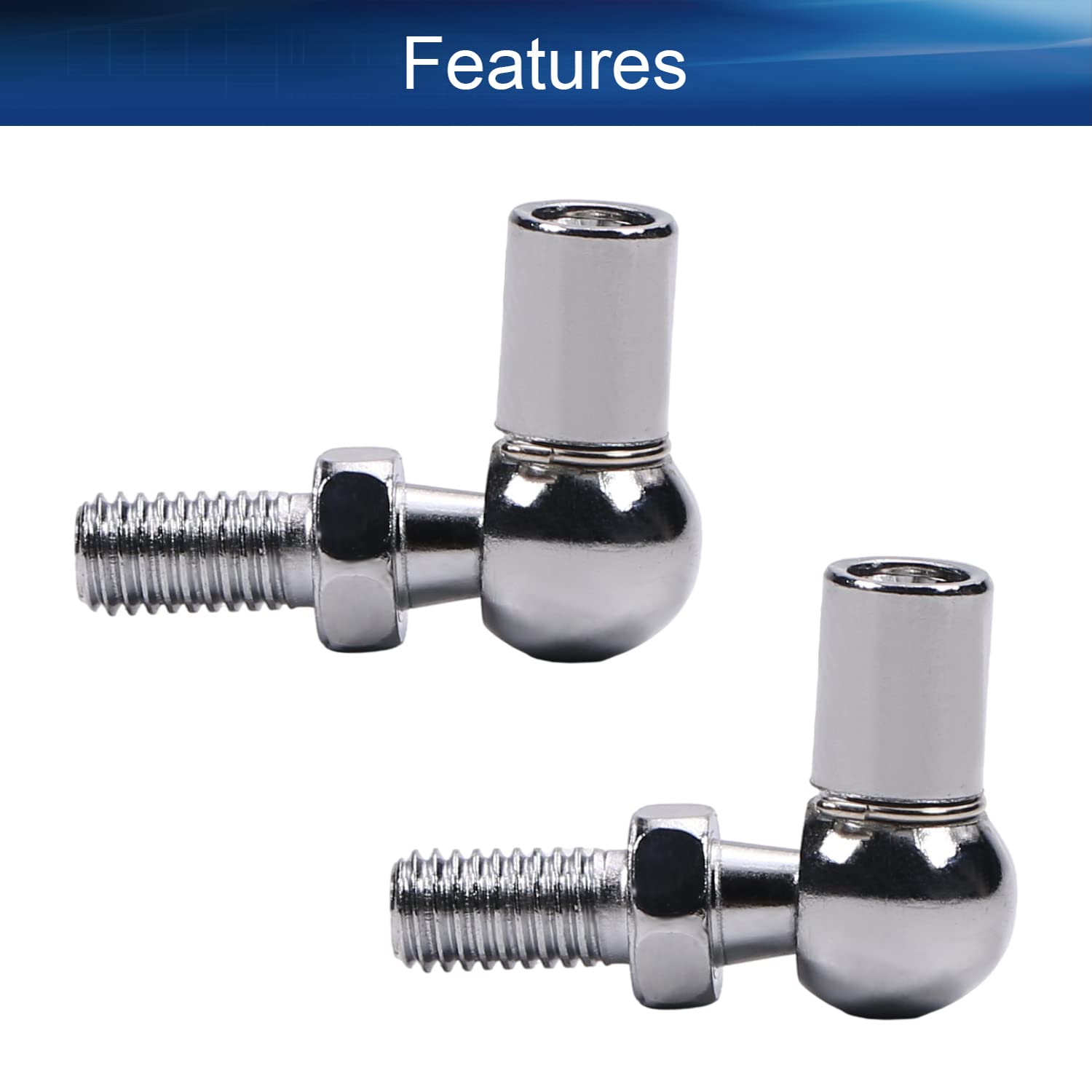 Heyiarbeit 2Pcs Rod End Ball Bearing with Stud, M8 Female Thread 6mm Round Handle Dia A3 Steel Silver Tone