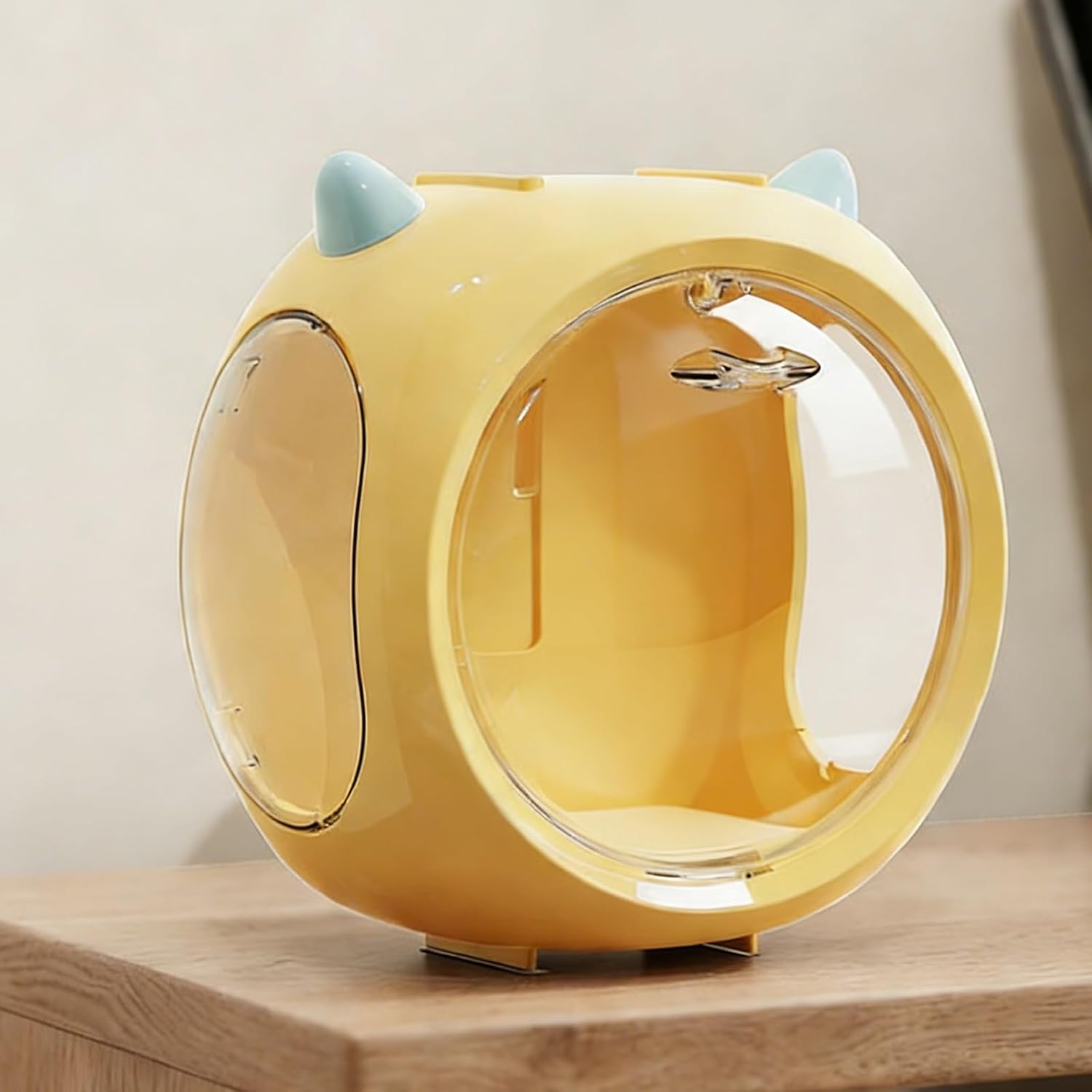 Figure Storage Cabinet, Transparent Display Shelf, Thickened Plastic Material, Sealed Dust-Proof, Magnetic Attachment Design(Yellow)