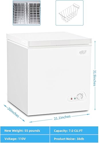 Miniatura 6 de Congelador de pecho de 7.0 pies cúbicos, mini 7 engranajes, control de temperatura, congelador profundo compacto con puerta abierta superior y cesta