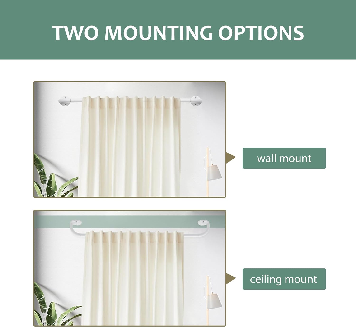 Blackout Wrap Around Curtain Rod 48-88, 3/4" Curtain Rods for Windows Adjustable, Heavy Duty Telescoping Drapery Rods for Bedroom, Living Room, Kitchken, White