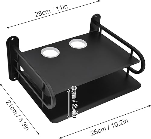 Miniatura 3 de Estante de montaje en pared, estante flotante de pared de doble capa, estante de caja de TV, estante montado en la pared, router DVD cable caja