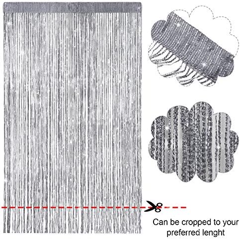 Norme 2 Pieces 100centimeter 200centimeter Glitter String Curtain Panels Cotton String Curtain Panels Window Door Fly Screen Curtains (Style D)
