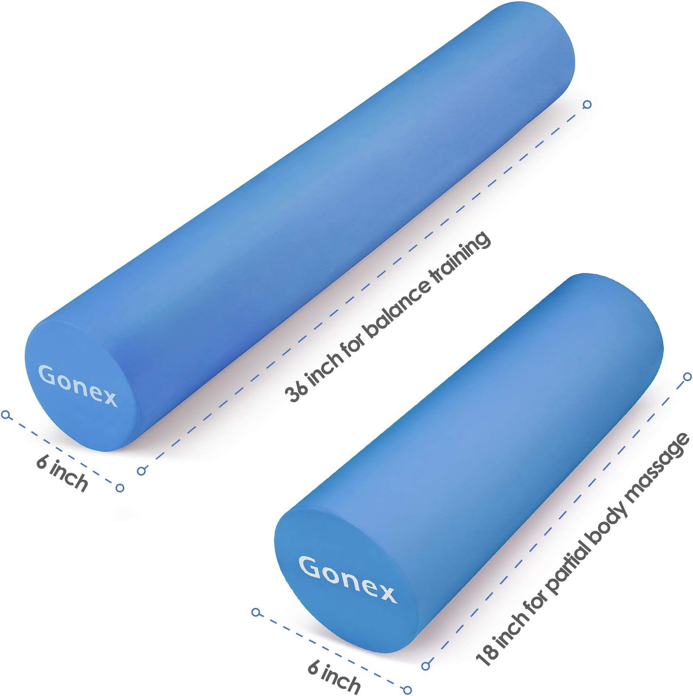 Gonex Exercise Foam Roller, EVA High Density Yoga Muscle Foam Roller for Back Pain, Deep Massage, Physical Therapy 18 Inch / 36 Inch
