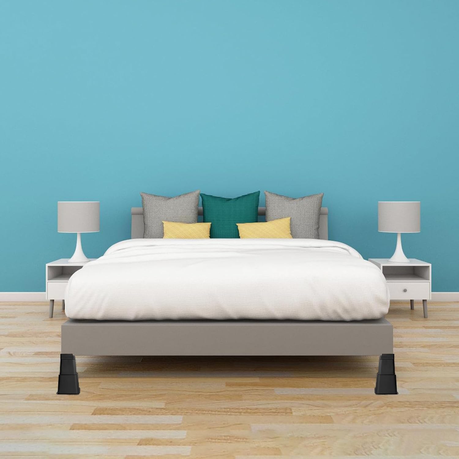 Adjustable Bed Risers for Customizable Height Construction Nonslip Base Floor Protections