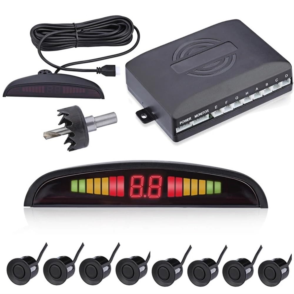Kit sensori parcheggio Sensore parcheggio auto con 8 sensori | Sensore parcheggio auto con 8 sensori rilevamento del radar di parcheggio per auto di backup di retromarcia Display