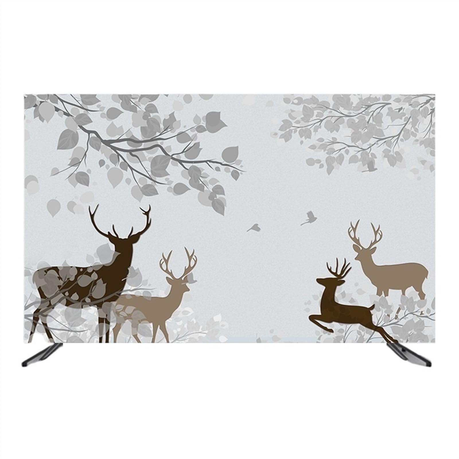 Design Moderno della Copri TV per La Copertura Decorativa Non Rimovibile della Protettori Schermo per TV Decorazione del Panno della Copertura TV(65 Inches,Deer-G)