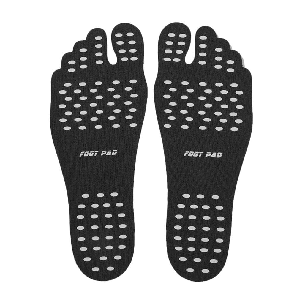 WowObjects® Beach Foot Pads Adhesive Feet Sticker Beach Pads Flexible Sole Flexible Swimming Barefoot Non-Slip pads for Swimming Pool Beach Lawn For Men And Woman| Color- Black | Size- XL