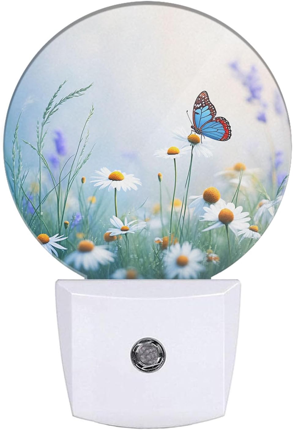 Floral Night Light Lamp Herbs and Wild Flowers Butterfly Daisy Chamomile Blossom LED Nightlights with Dusk-to-Dawn Sensor, Gifts for Girls Women Birthday Mother’s Day