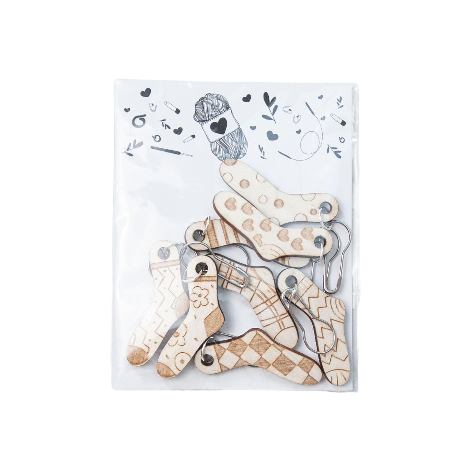 Tsophreniq 6 / 8Pcs Wooden Pendant Knitting Markers Wood Crochet Latch for Craft Marker Kits Needle Clip Knitting Wooden Crochet Marker