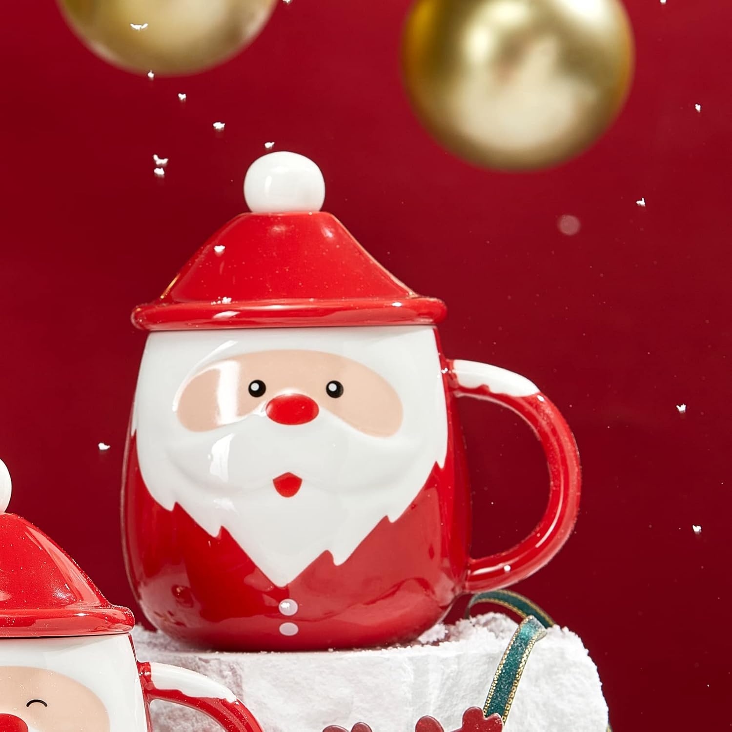 Santa Claus Christmas Festive Face Mug with Spoon, Liberia Ubuy