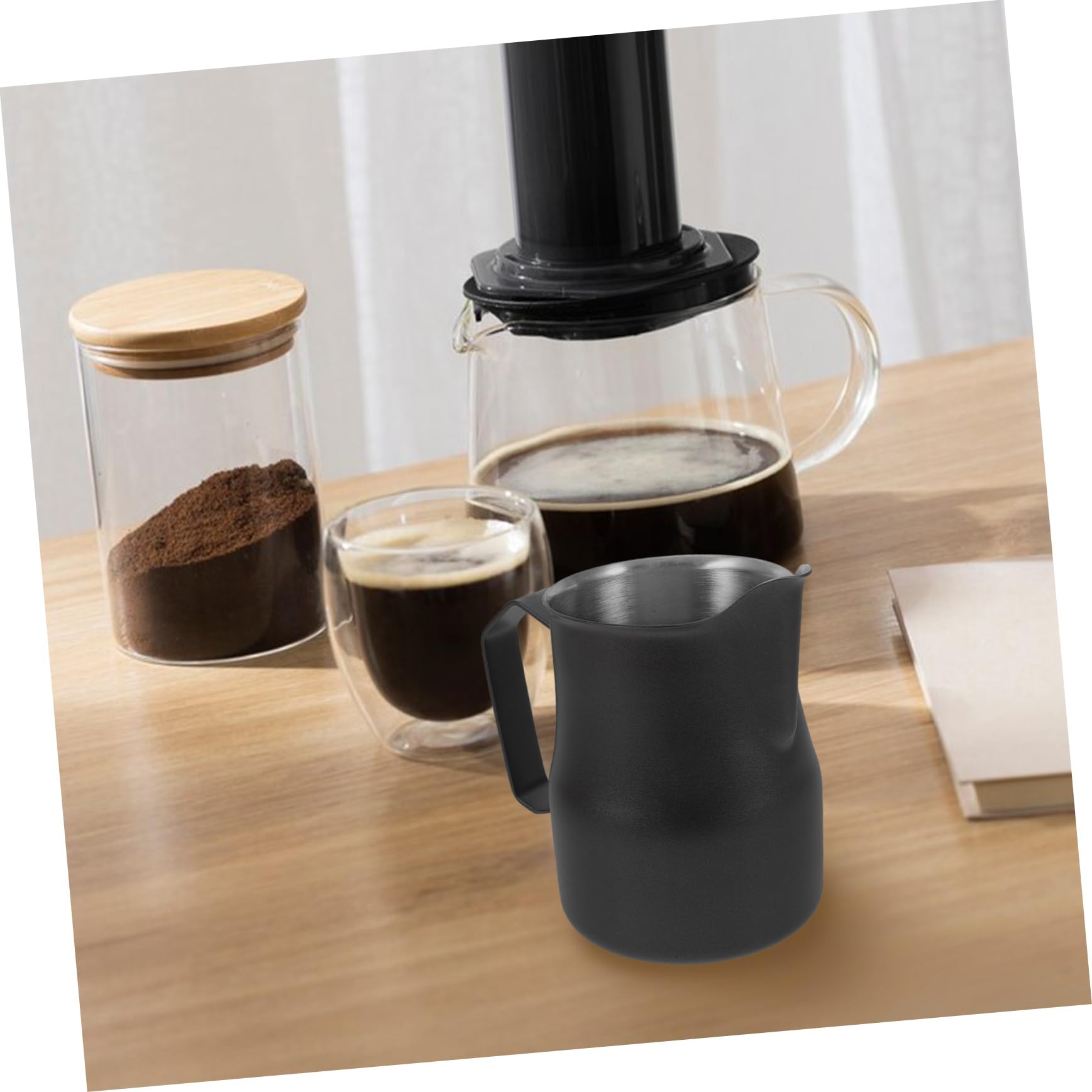 Gadpiparty 2piezas Jarra De Leche Inoxidable Para Latte Espumador De Café Recipiente Para Espresso y Cappuccino Diseño Elegante Para Cafeterías y Doméstico