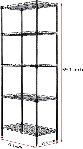 Miniatura 3 de Estante de almacenamiento de metal ajustable de 5 niveles, estantes de almacenamiento de pie para despensa, armario, cocina, armario de lavandería