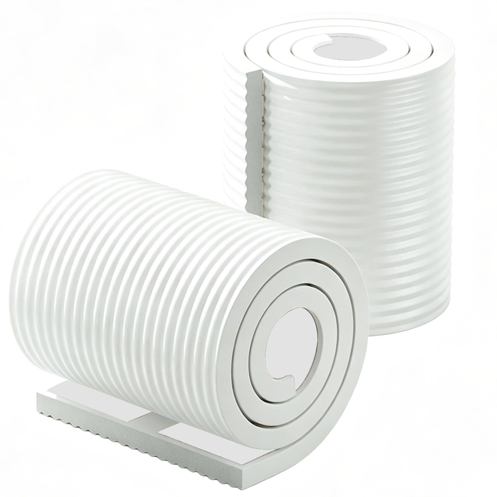 8in Wide Rubber Corner Guards, NBR, Soft and Thick, Edge Protector with Adhesive Backing, for Furniture Warehouse Racks Shelves(White,5m/16.4ft)