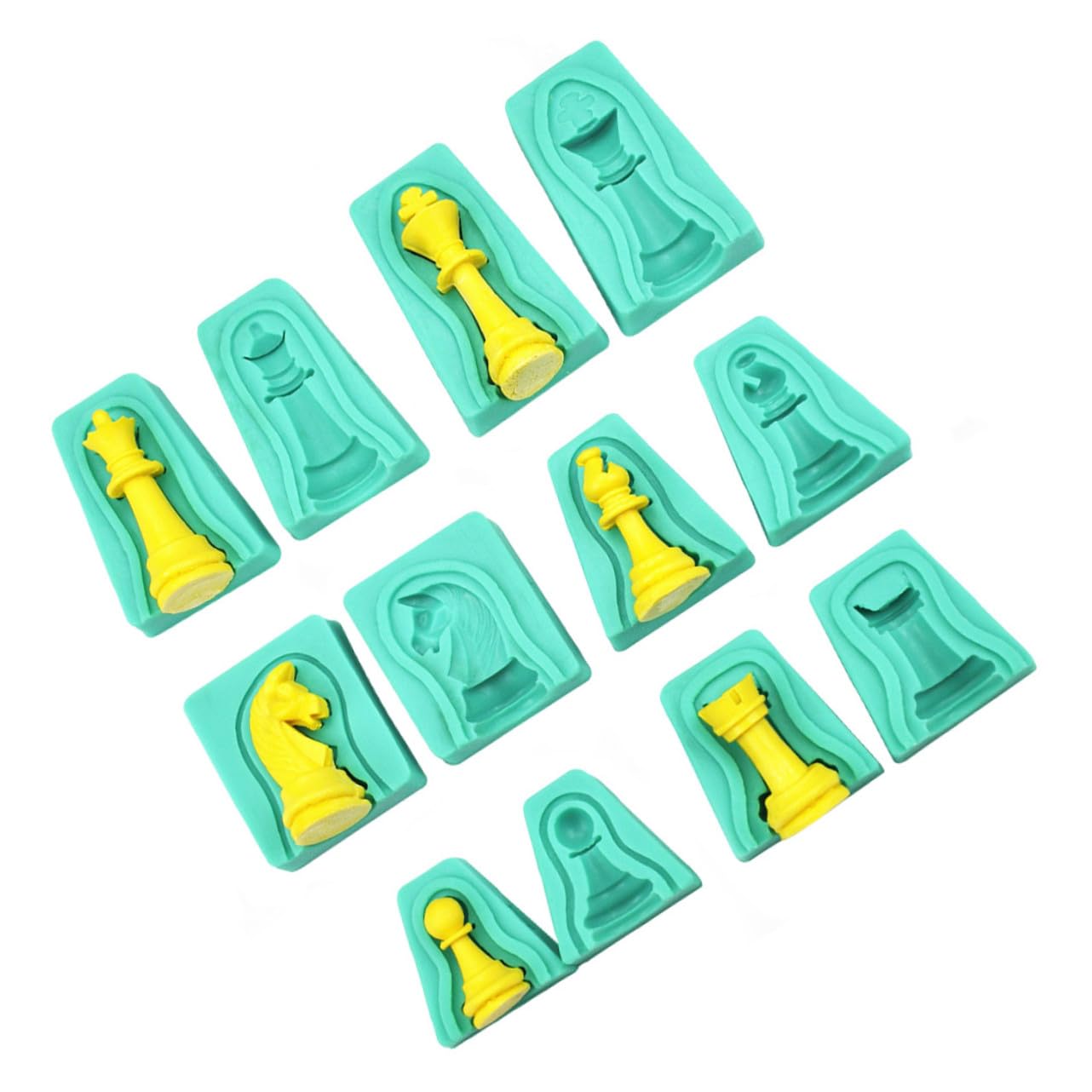 12 Piezas Molde Verde de Silicona para Pastel de Ajedrez