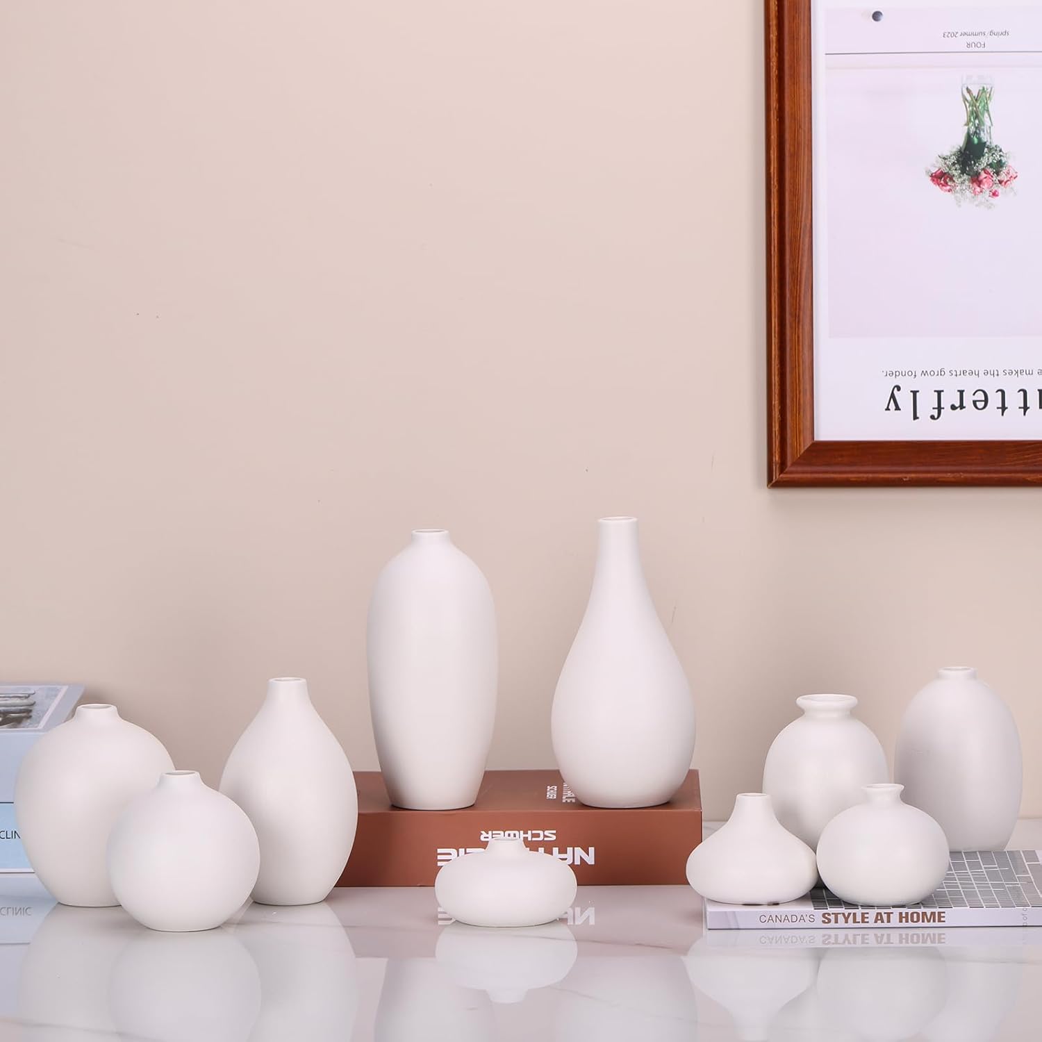 Ceramic Bud Vase Set of 10 - White mini Bud Vases in Bulk Dining Table Centerpieces, Cute Bulk Small Flower Vase for Pampas Grass&Single Flower Decor, Ideal Wedding Window Sill Aesthetic Desk Decor - Image 5