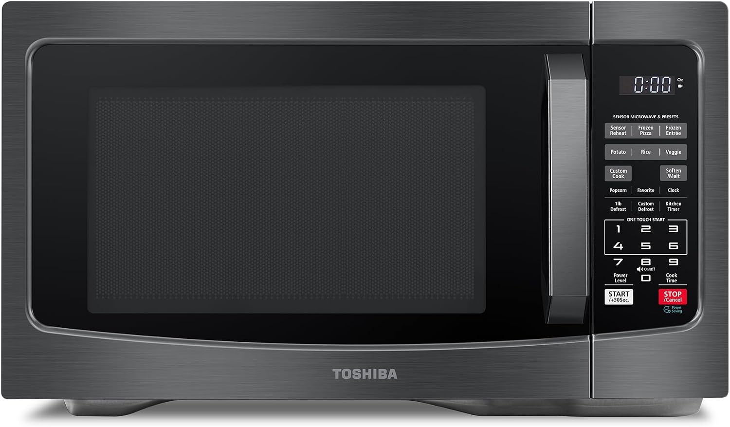 TOSHIBA Countertop Microwave Oven, 1.2 Cu.Ft, 1000W, Black | 12.4" Removable Turntable, Smart Humidity Sensor, 12 Auto Menus, Mute Function, ECO Mode, Easy Clean Interior