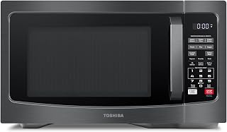 Toshiba EM131A5C-BS 1.2 Cu Ft 1000W Countertop Microwave - Smart Humidity Sensor, 12 Presets, Mute, Black Stainless Steel