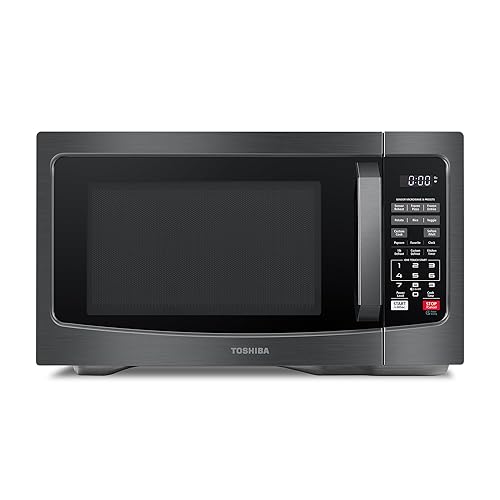 TOSHIBA EM131A5C-BS Countertop Microwave Ovens 1.2 Cu Ft, 12.4" Removable Turntable Smart Humidity Sensor 12 Auto Menus Mute Function ECO Mode Easy Clean Interior Black Color 1000W - 1.2 Cu.Ft. Black
