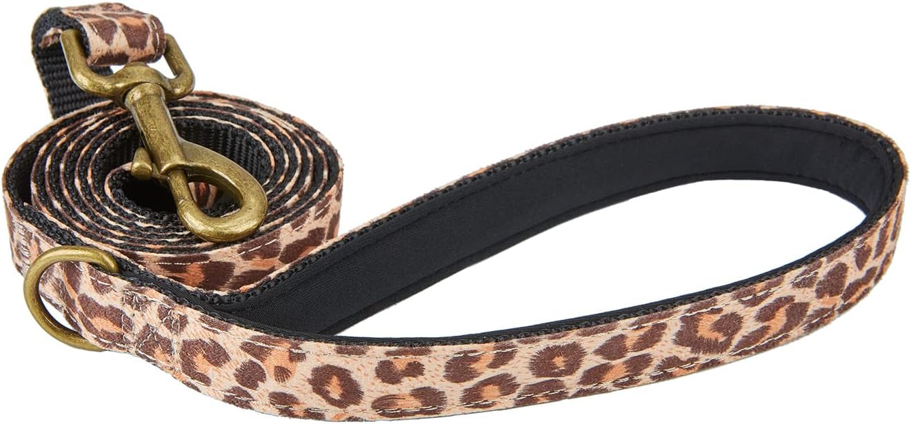 YUDOTE Dog Leash Leopard Print 5 Ft Long Leash with Matching Collar Sold Separately Comfort Pet Lead with Padded Handle