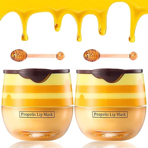 2 unidades de bálsamo labial de abeja Honey Pot Honey Pot Honey Lip Mask propóleos hidratante Lip Balm con palo, prevención hidratante, exfoliantes