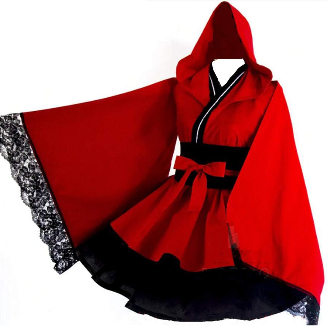 Poetic Walk Anime Princess Red Women lolita Maid Dress Kimono Halloween Cosplay Costume