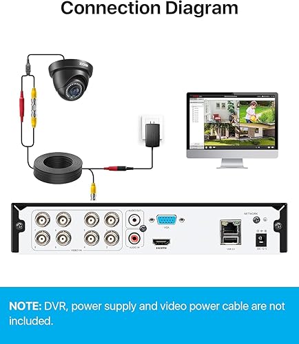 Miniatura 9 de ZOSI 8CH H.265+ 2MP Sistema de cámara de seguridad para el hogar, 5MP Lite 8 canales CCTV DVR y 4 cámaras domo de vigilancia 1080P 1920TVL para