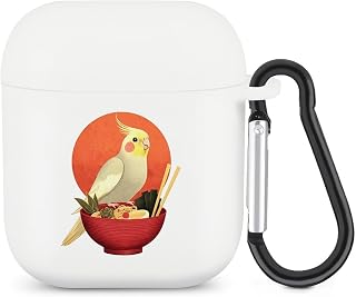 Ramen Cockatiel Case Compatible with Airpods 1&2 White | Headphone Case,Portable,Protective Case,Bluetooth Headset Cover,with Keychain,Earbuds Case