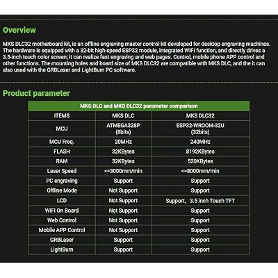 Makerbase MKS DLC32 V2.1 Offline Controller 32bits ESP32 WiFi GRBL TFT Touch Screen for Desktop Laser Engraving Machine (TYPE-14)