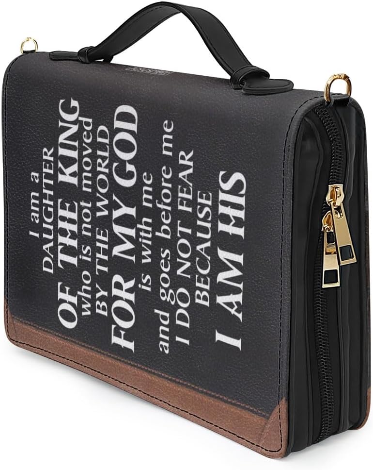 Jesuspirit - Leather Bible Cover for Men - Personalized Bible Case for Men, Bible Study Supplies, Christian Gifts for Men & Women (Daughter of The King, Large)
