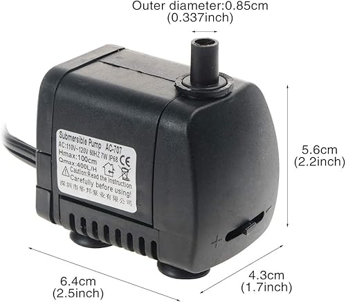 Miniatura 2 de Saim AC-707 - Bomba de agua sumergible de 105 GPH con cable de alimentación de 4.9 pies para estanques hidropónicos de estanques de peces de