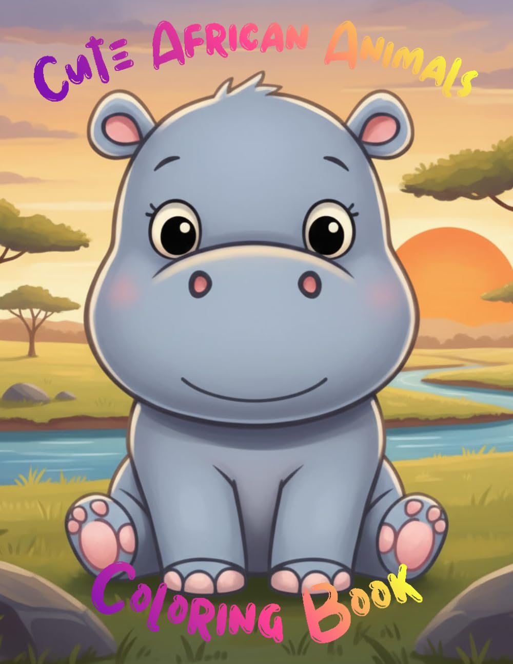 Cute African Animals Coloring Book for Kids Ages 4–8: Fun & Easy Safari Animal Coloring Pages for Relaxation and Creativity