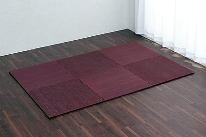 Amazon Co Jp イケヒコ コーポレーション い草 置き畳 ユニット畳 システム畳 無地調 美畳 モダン シック おしゃれ空間 消臭 縁無し お手入れ簡単 裏面滑り止め 収納便利 約70 70 1 5cm 6枚組 ワイン ホーム キッチン