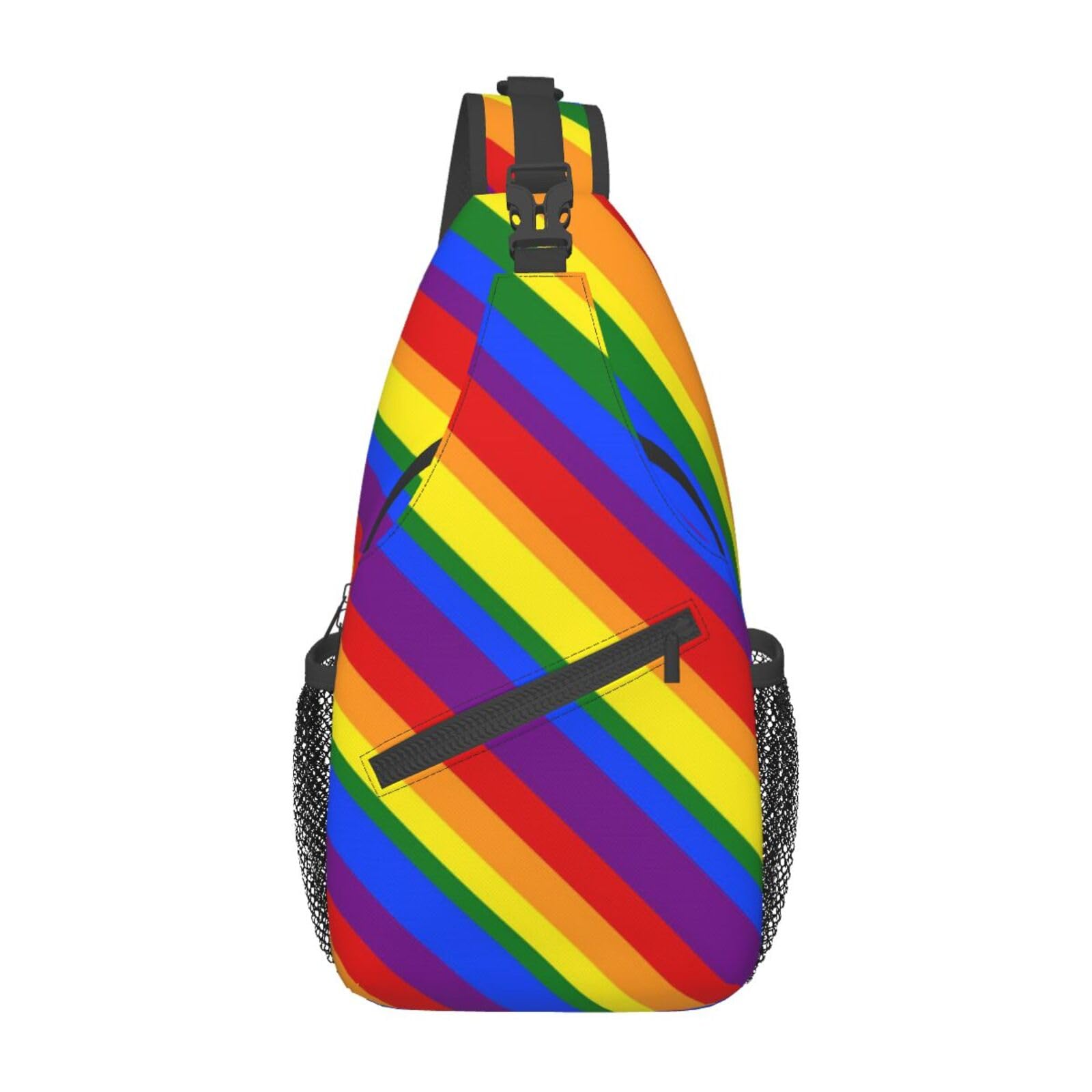 skdjowu Funny Rainbow Lgbt Gay Pride Crossbody Sling Backpack Sling Bag Travel Hiking Chest Bag Daypack for Adults Women Men