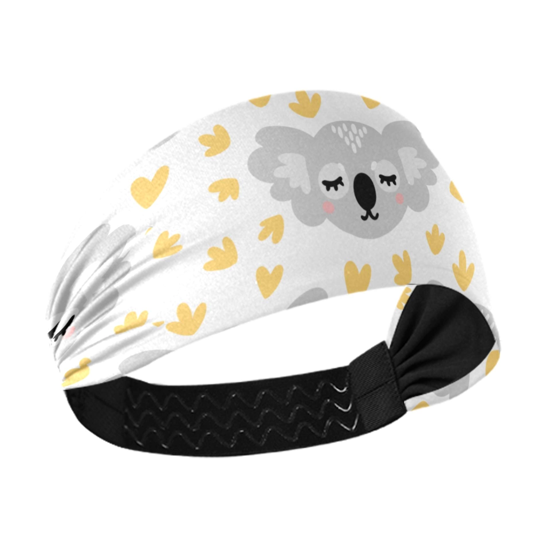 Headbands Workout Women Hair Happies Koala Funny Face Women Workout Headband With Non-slip Elastic Webbing For Running Fitness Basketball Dancing Fits All Men And Women