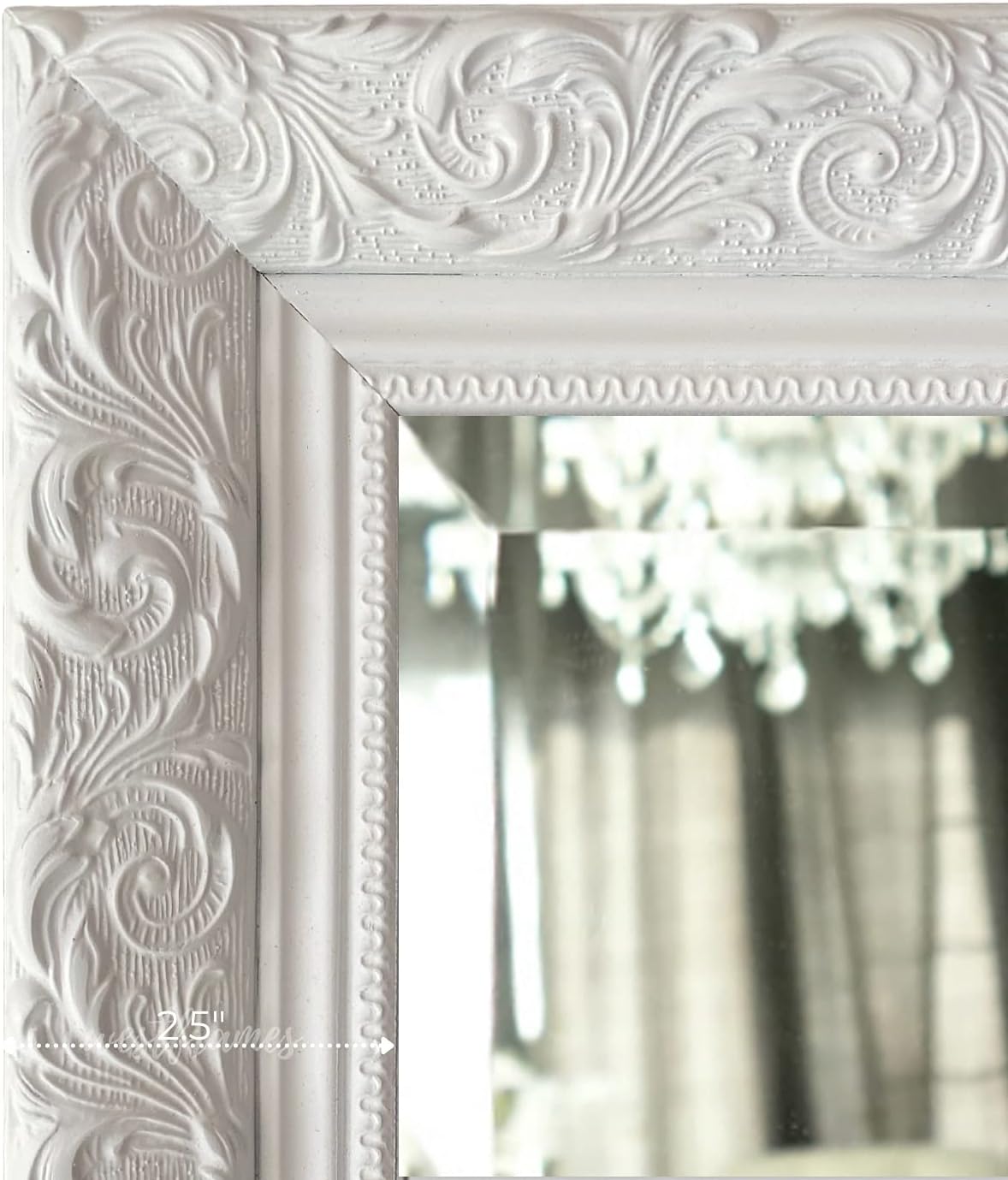 West Frames Bella Ornate Embossed Framed Wall Mirror (26.25" x 32.25", White)