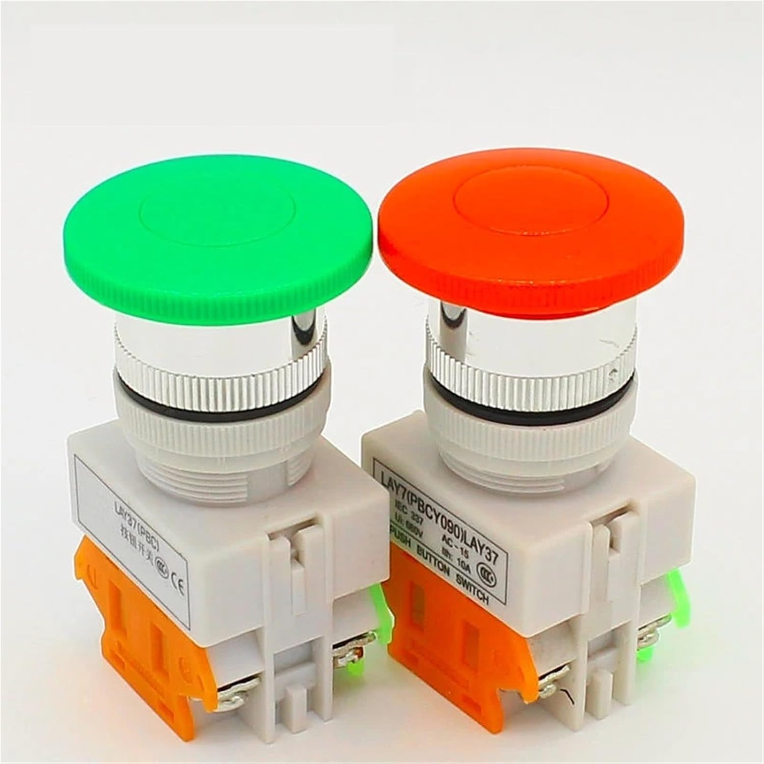 1pc 22mm Momentary Mushroom Head Pushbutton Switch 1NO+1NC(Green)