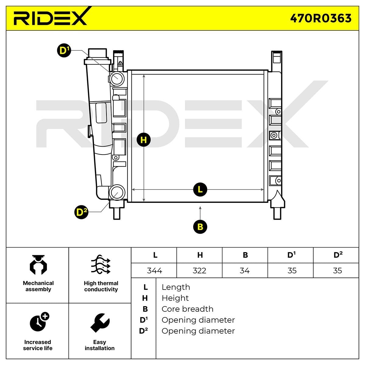 RIDEX 470R0363 Radiatore motore Compatibilità con FIAT Uno Hatchback 146 Benzina