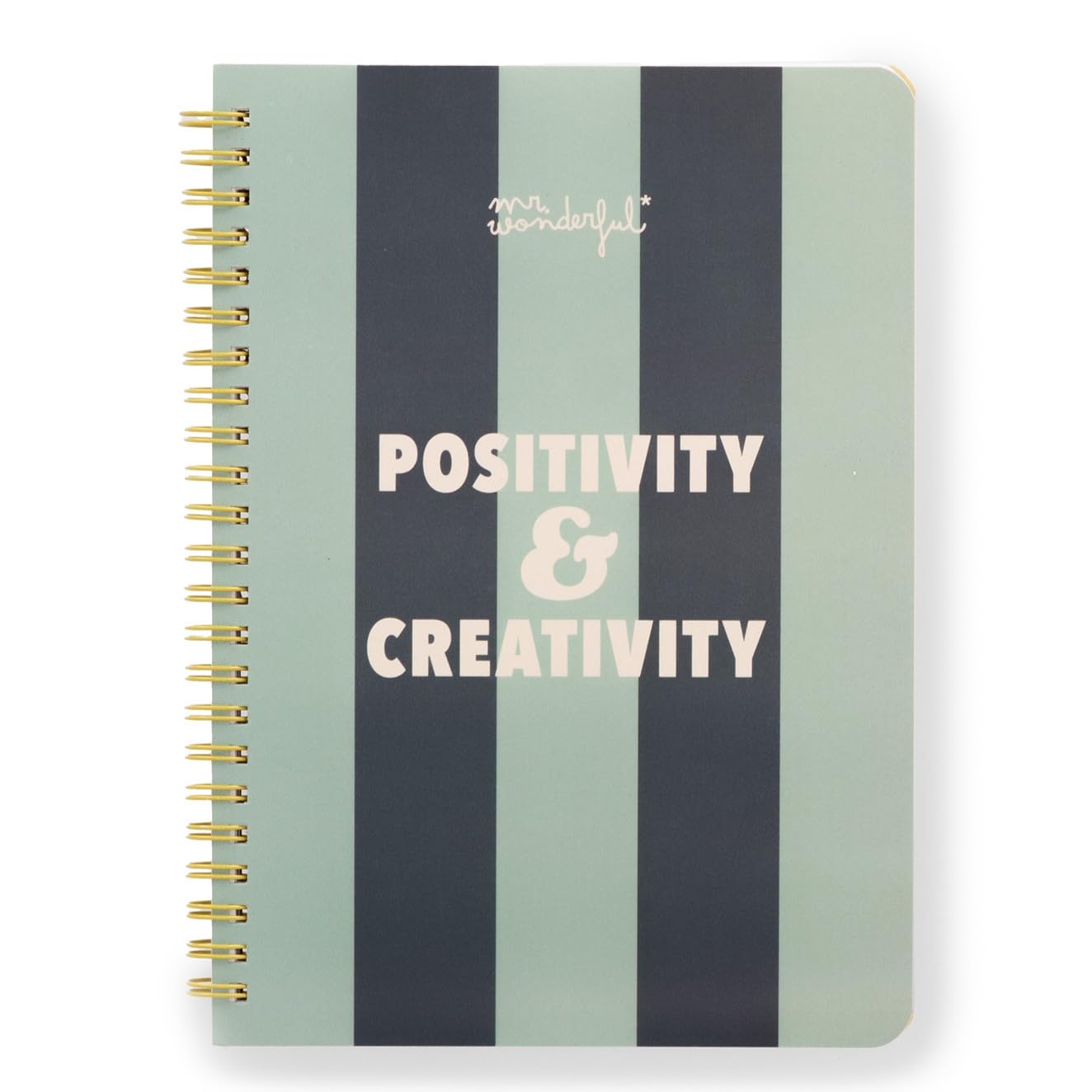 Mr. Wonderful - A5 Hardcover Notebook - Spiral Binding - Positivity & creativity - 160 squared pages - Includes stickers