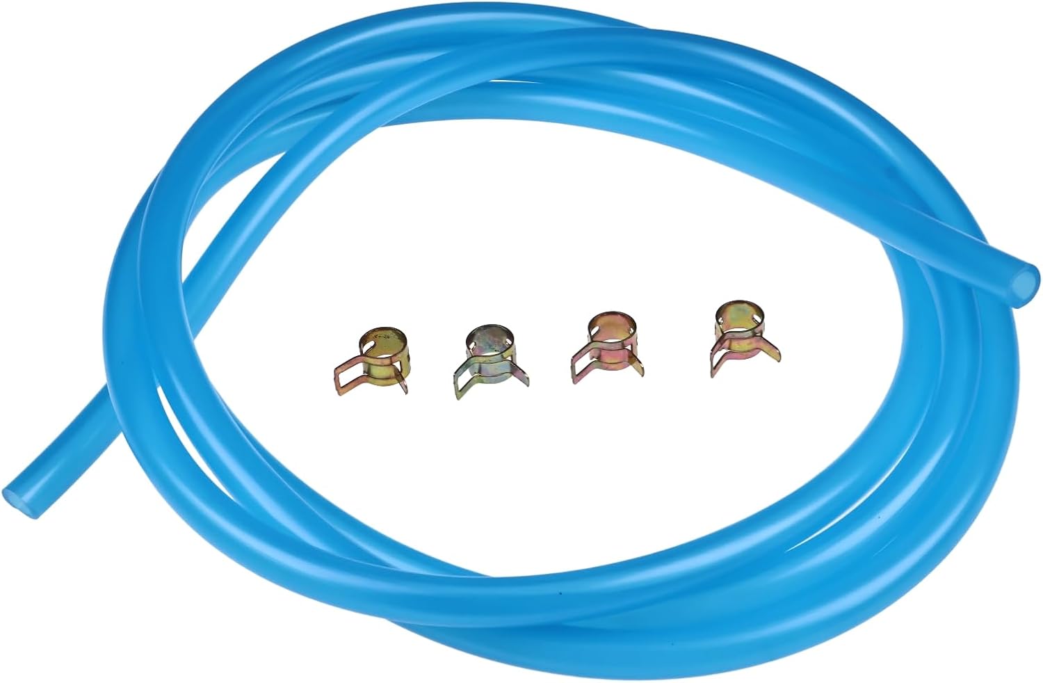 7' Long 1/4'' ID 3/8'' OD Blue Fuel Line Kit with Clamps Compatible with Small Gas Diesel Powersports Generators Engines Snowmobile Dirt Bike Quad Motorcycle Go Kart Golf Cart