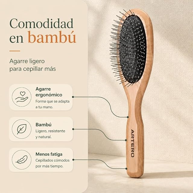 Foto 5 de 8 de Artero Nova Cepillo Mantequilla L Púa Corta - Perros y Gatos Pelo Corto y Denso - Mango Bambú