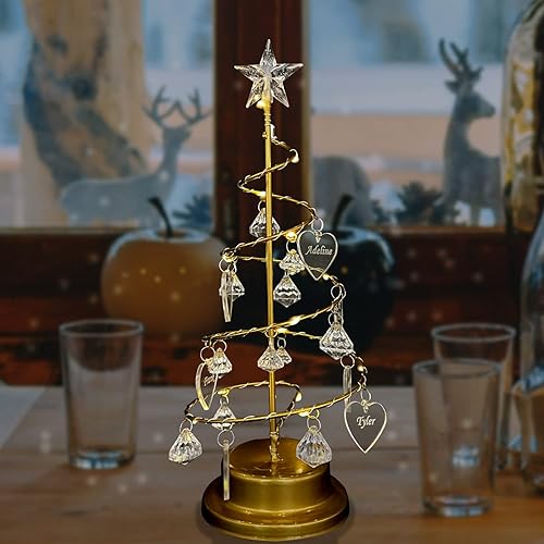 Miniatura 6 de JeathFea Luz personalizada para árbol de cristal de Navidad, de metal, personalizada, 1-15 nombres de familia, foto de Christmastree, lámpara de