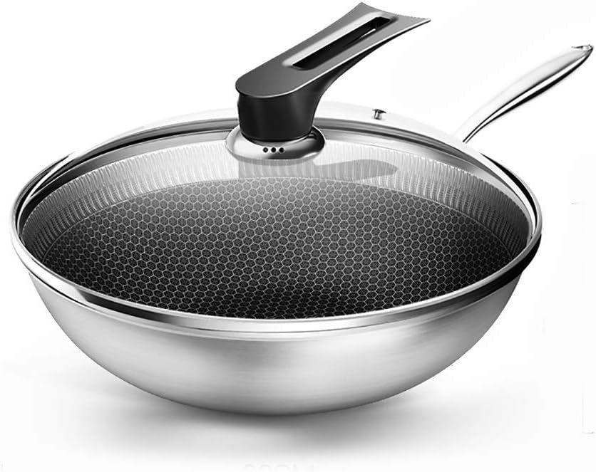 Wok indukcyjny wok ze stali nierdzewnej 32 cm nieprzywierająca patelnia domowa mniej dymu kuchenka indukcyjna dedykowane naczynia kuchenne