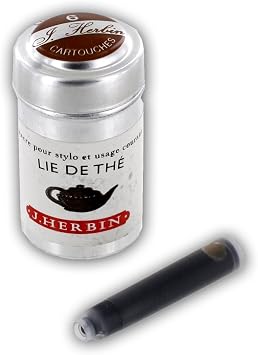 J. Herbin Fountain Pen Ink - 1 tin of 6 cartridges - Lie de The