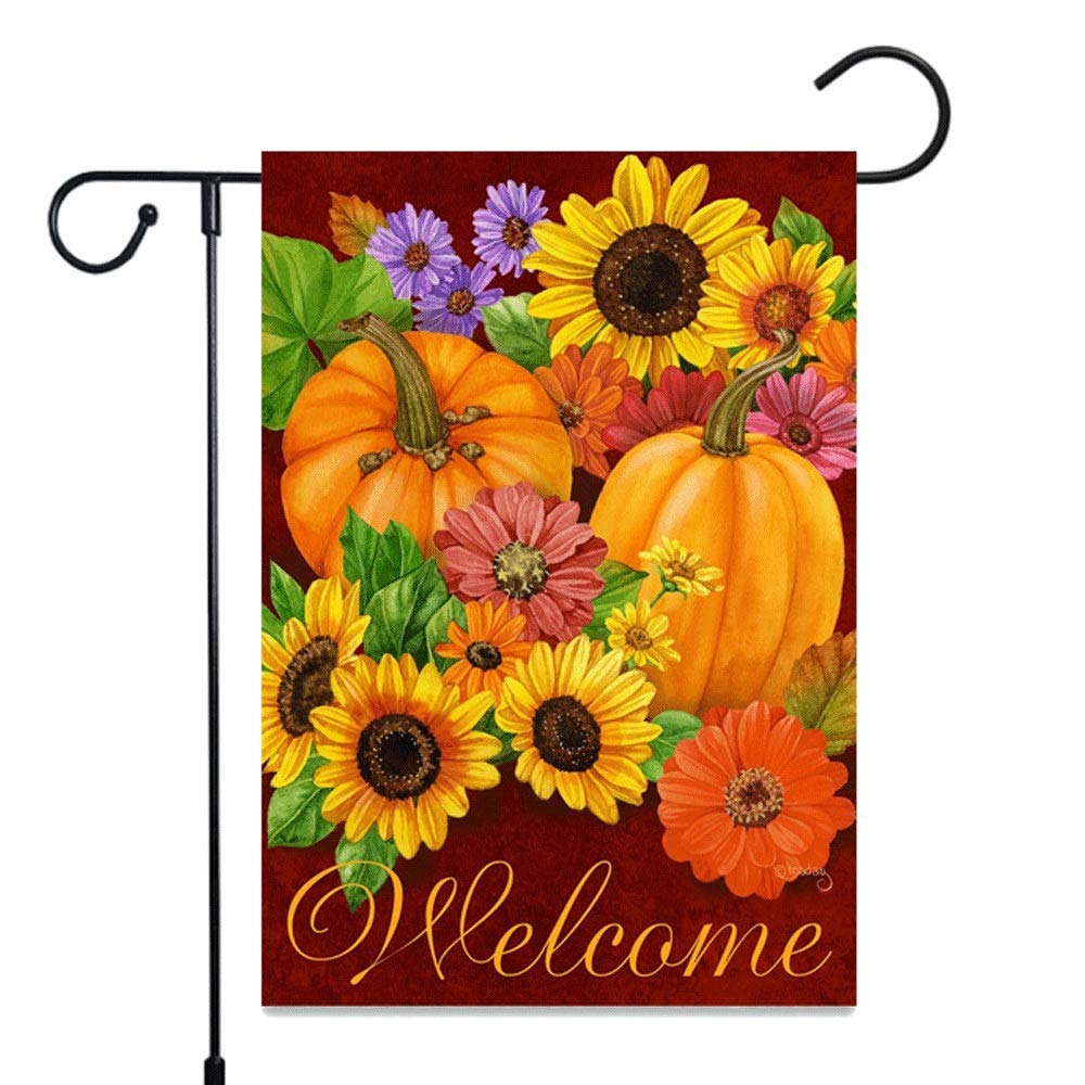 QinWenYan Thanksgiving Banner Happy Thanksgiving Garden Flag Rustic Country Pumpkin Autumn Seasonal Decoration Flags Fit Festival Party Carnival Fabric Bunting Banner (Color : C, Size : 45×30cm)