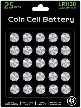 25 Pack LR1130 Battery AG10 Battery,High Capacity l1131f SG10 389 189 LR54 V10GA Premium Alkaline Battery 1.5V Button Coin Cell Batteries