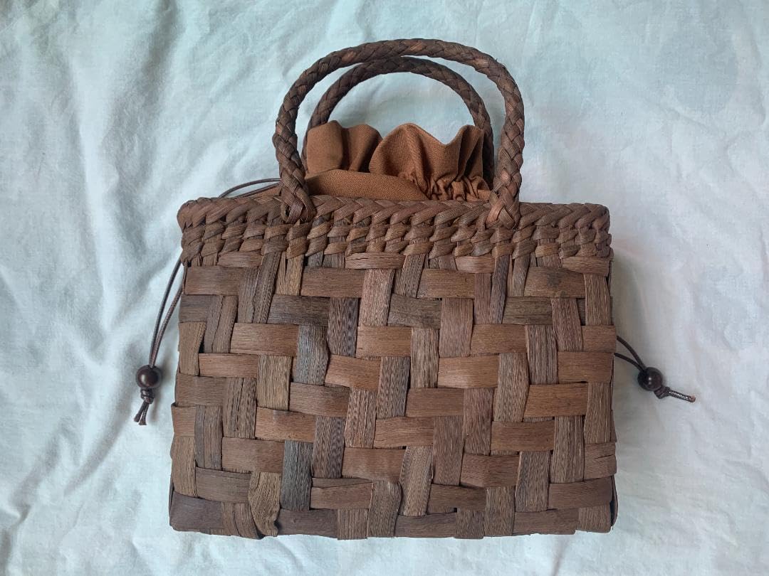 山葡萄 山葡萄籠バッグ 六角花結び編み 網代編み 職人手編み 手提げ 内